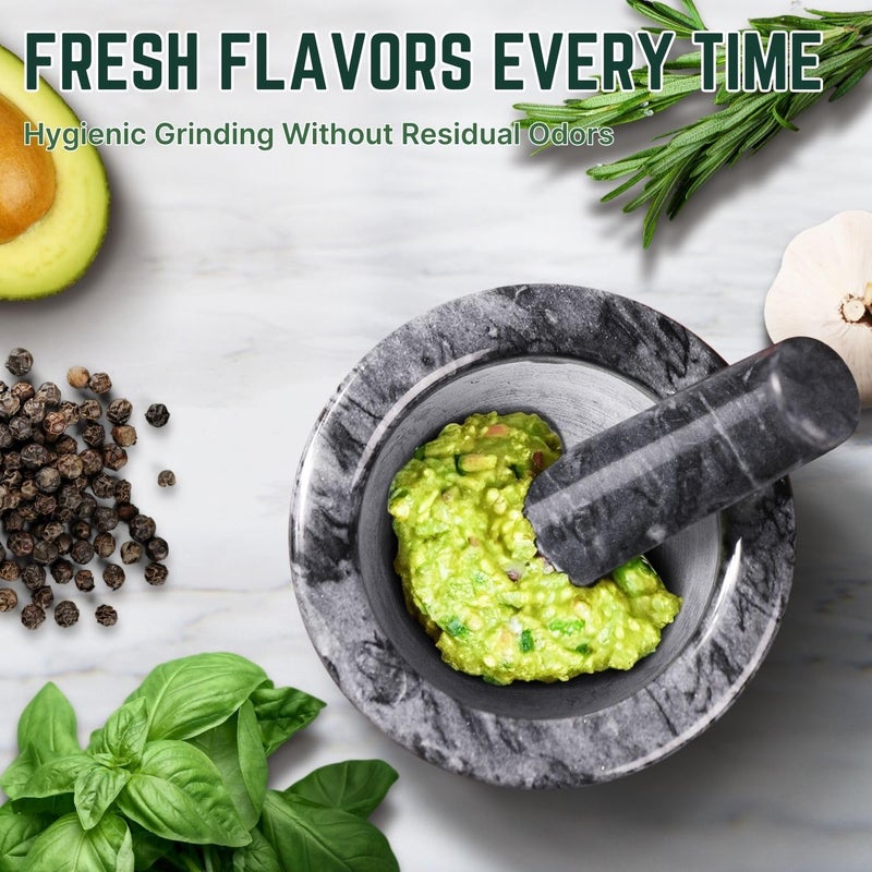 Flexzion Mortar and Pestle Set, Black - Solid 4 inch Heavy Granite Molcajete Stone Grinder Crusher Bowl for Guacamole, Herbs, Spices, Garlic, Medicine Pills, Grain, Kitchen, Cooking - Image 5